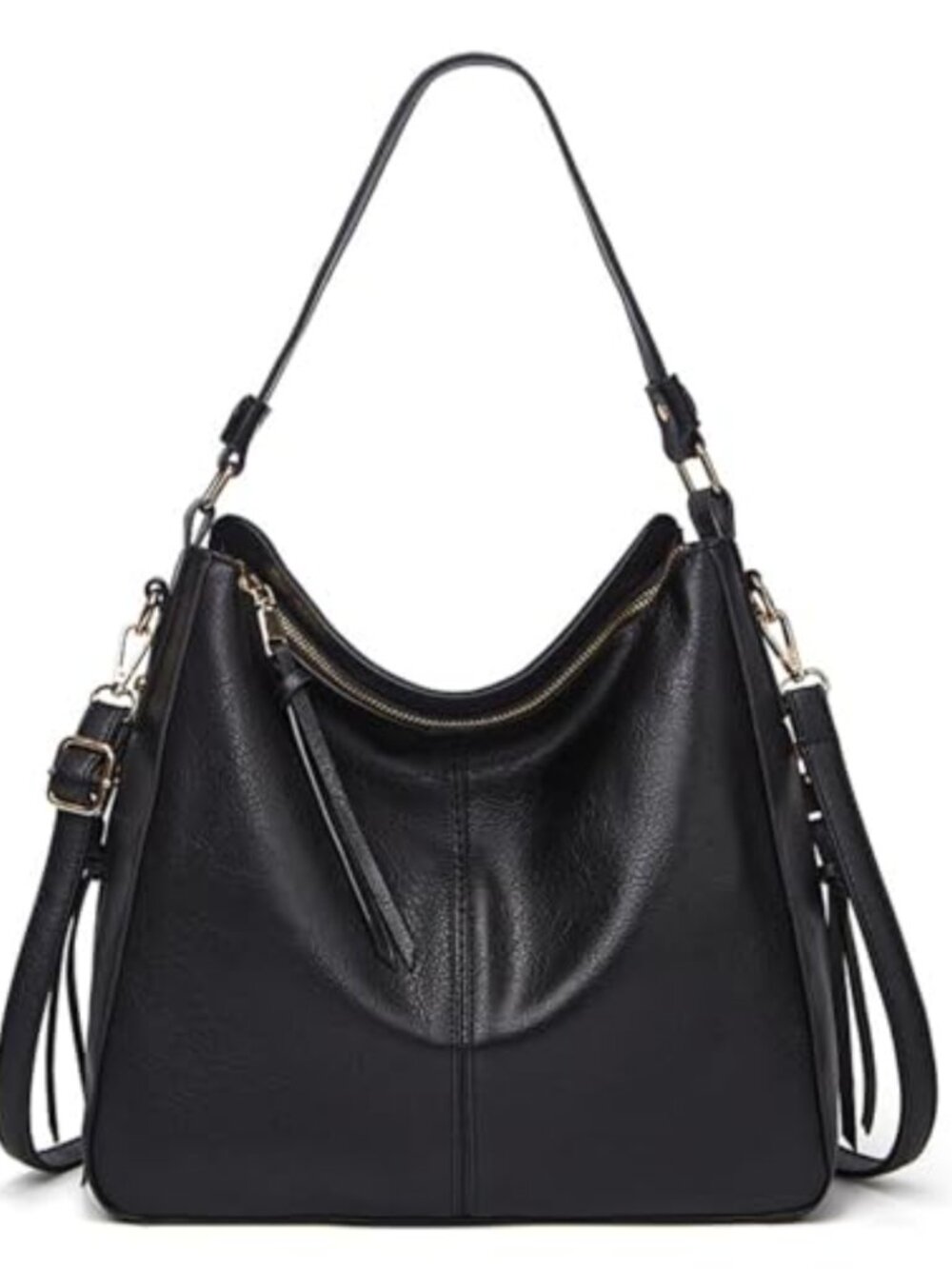 Large Hobo Crossbody Bag Vegan PU Leather Shoulder Purse Multi Pockets